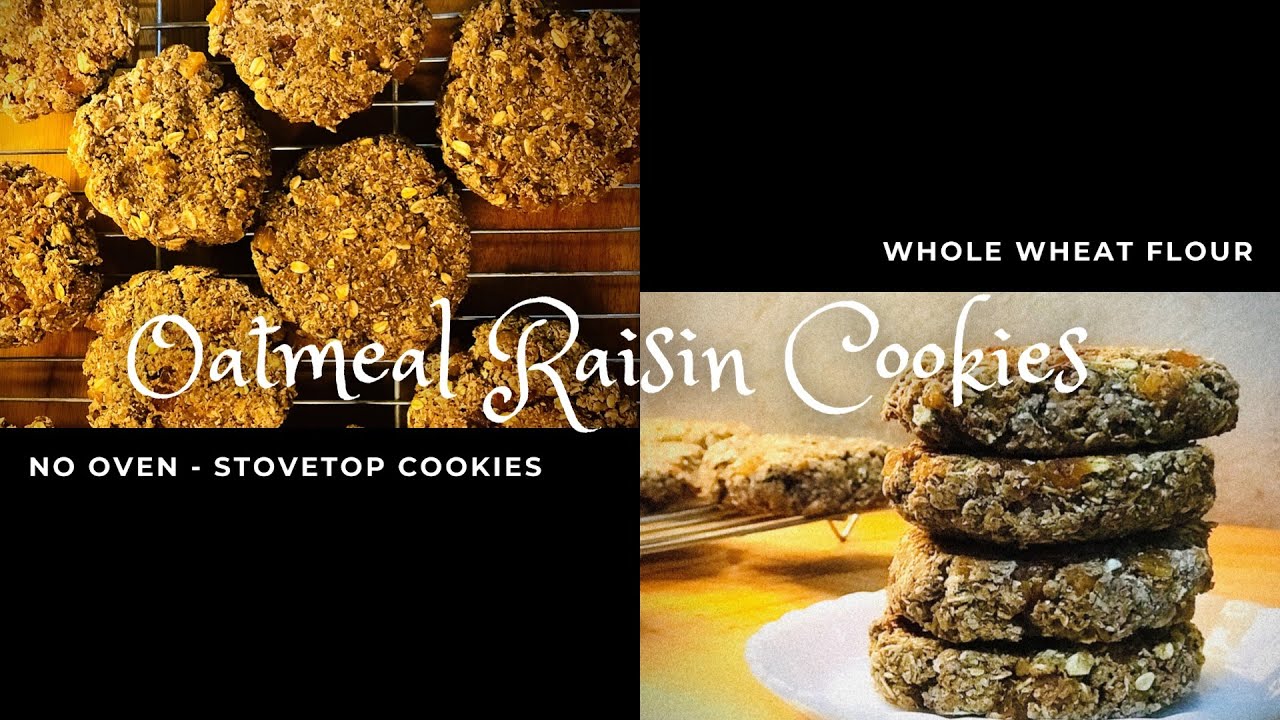 Eggless Oatmeal Raisin Cookies || Stovetop Cookies