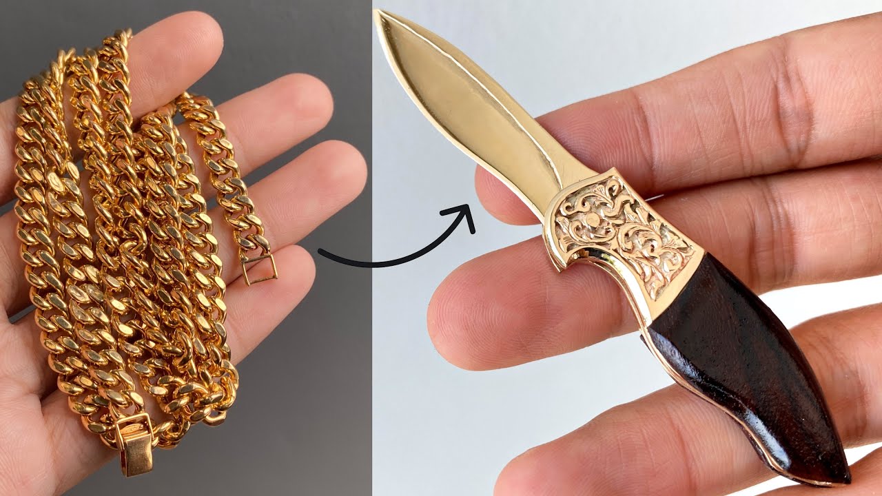 Gold knife making - i turn scrap gold into knife