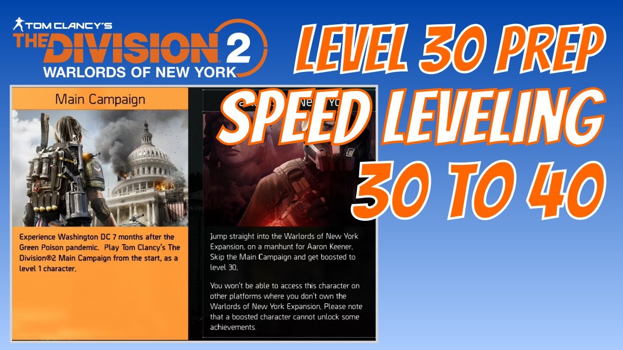 The Division 2 | level 30 prep for Speed Leveling 30 to 40