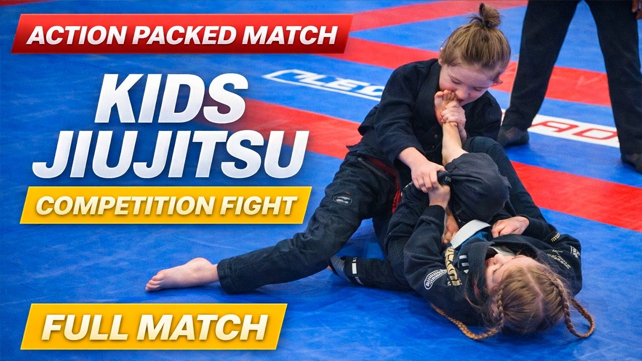 Professional Kids Brazilian Jiu Jitsu match filmed during a real competition event.