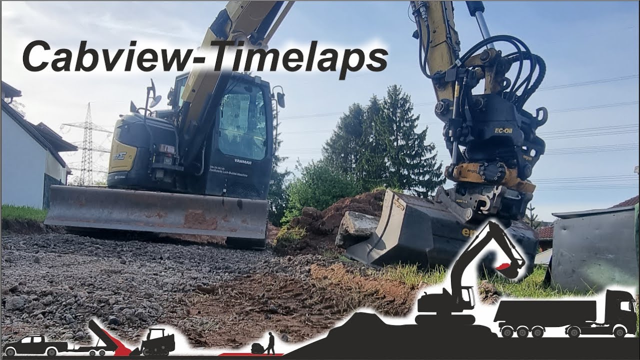 Stellplatz ausschachten mit Engcon EC209 - TILT ROTATOR | Bau Timelaps | Cabview