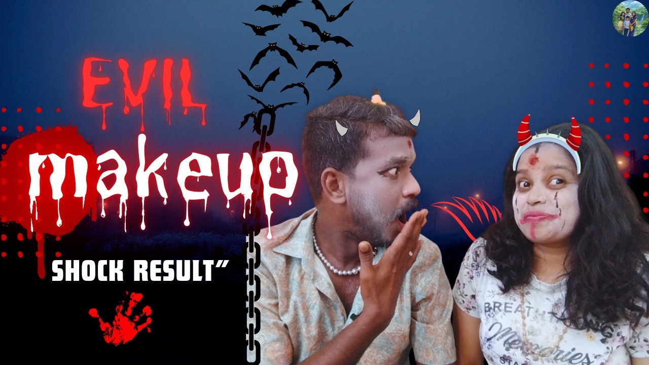 Evil Makeup Challenge|யார் பேய் மாதிரி இருக்கா? #makeup #evil #husbandwife