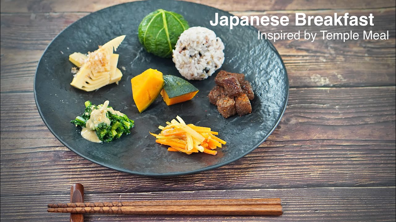 Vegan Japanese Breakfast / Inspired by Meal of Japanese Temples. Healthy Japanese cooking