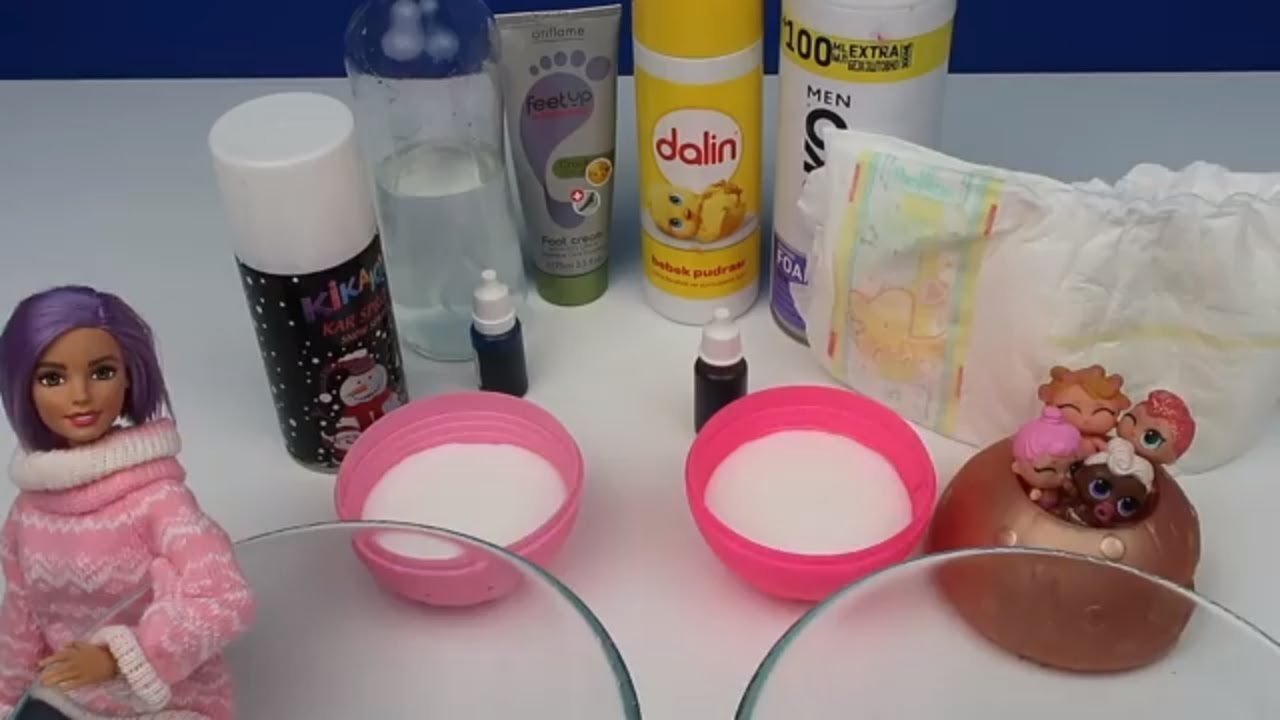 Barbie vs LOL Confetti Lil Sisters Renkli Kar Snow Slime Challenge Bebek Bezi Slime Bidünya Oyuncak