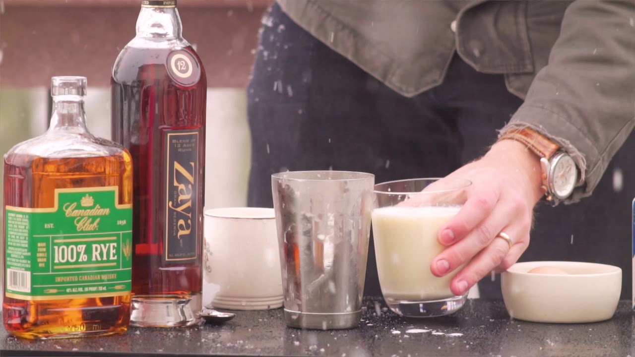 Making David Wondrich & Jerry Thomas's boozy egg nog out in the snow!