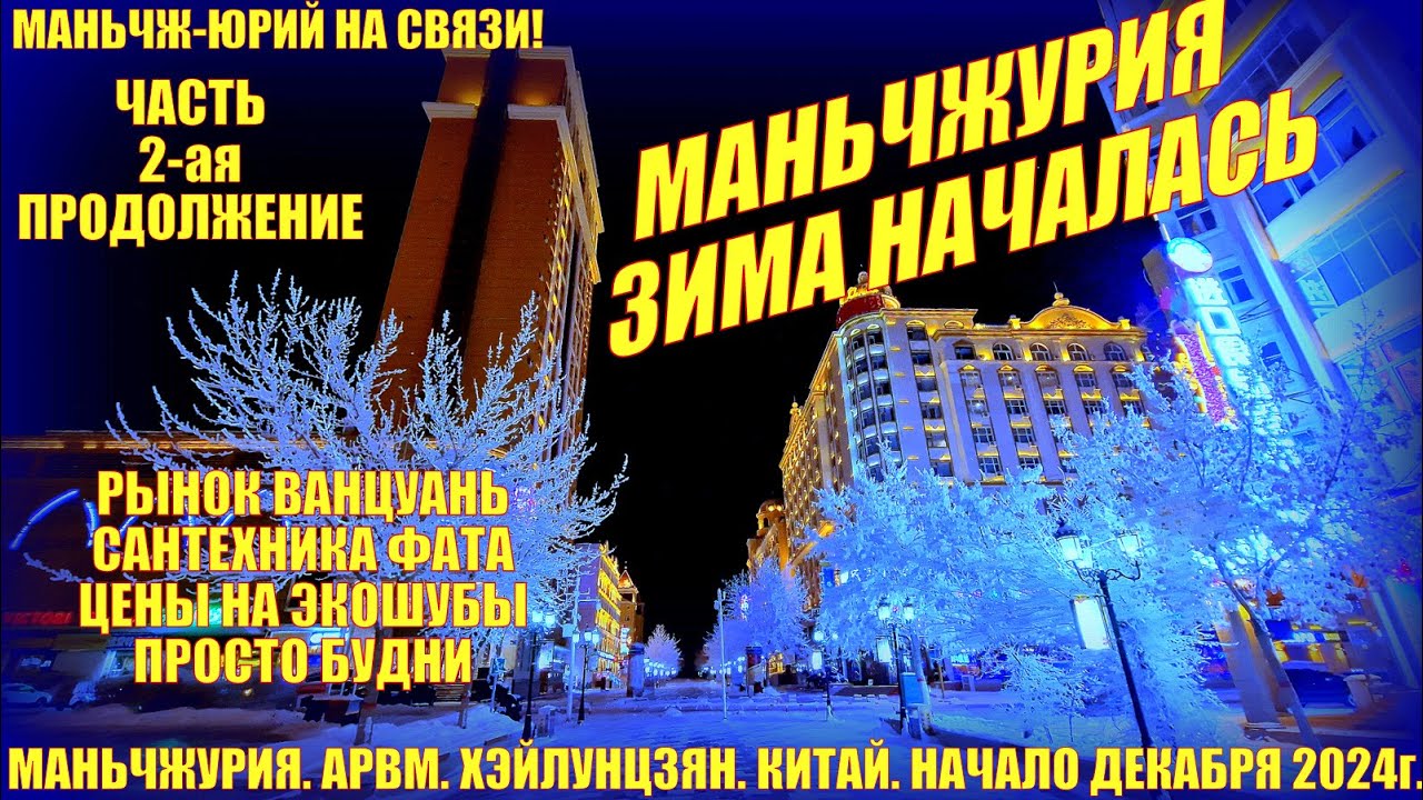 Маньчжурия 满洲里市 Китай. Зима началась. Часть 2. Декабрь 2024. Будни. Ванцуань. Сумки Сантехника. Шубы