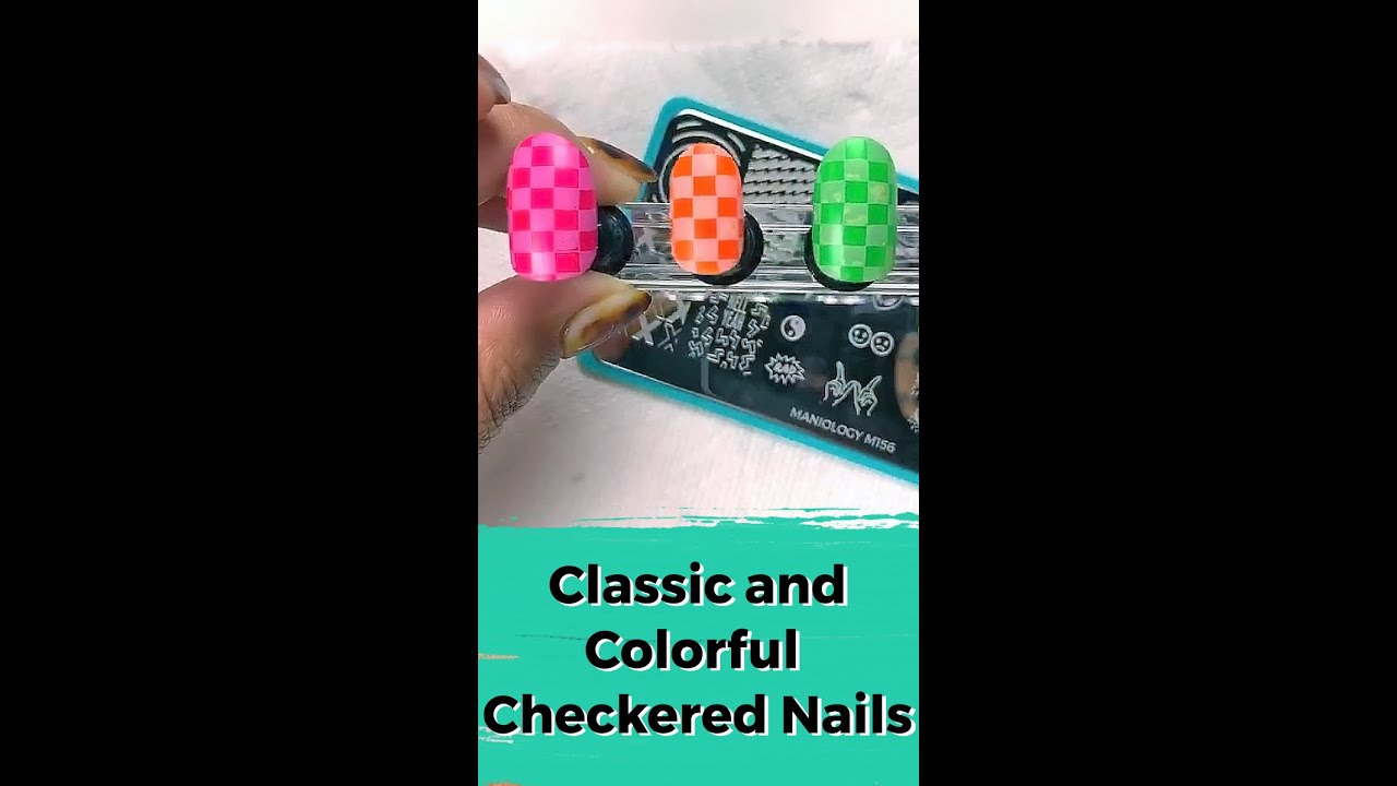 Classic and Colorful Checkered Nails | Maniology in 1-minute