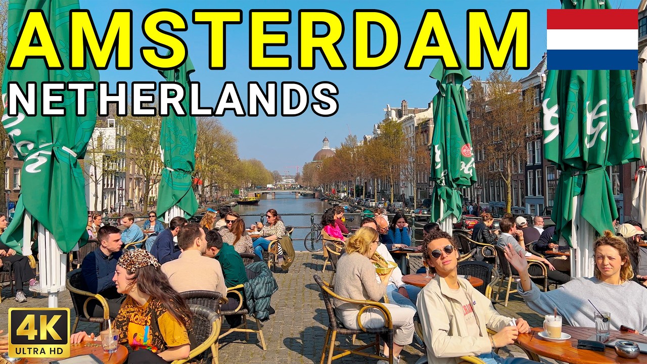 🇳🇱 АМСТЕРДАМ, Нидерланды — прогулка в 4K | Исторические улицы и каналы 🚶‍♂️