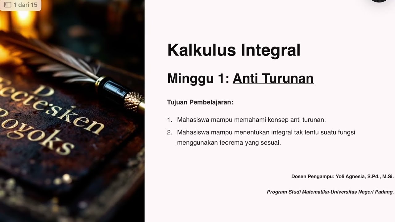 Kalkulus Integral | Anti Turunan
