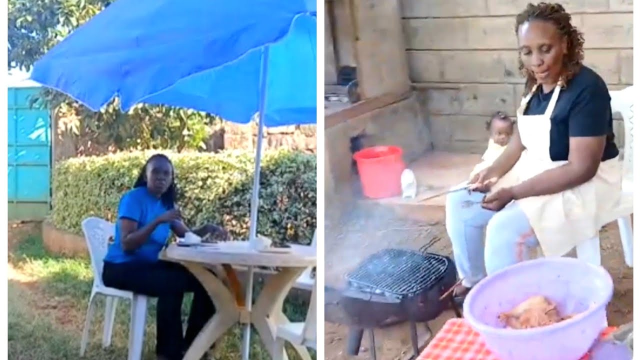 Sunday Family outdoor cooking/ Roasting chicken, Ugali & Greens