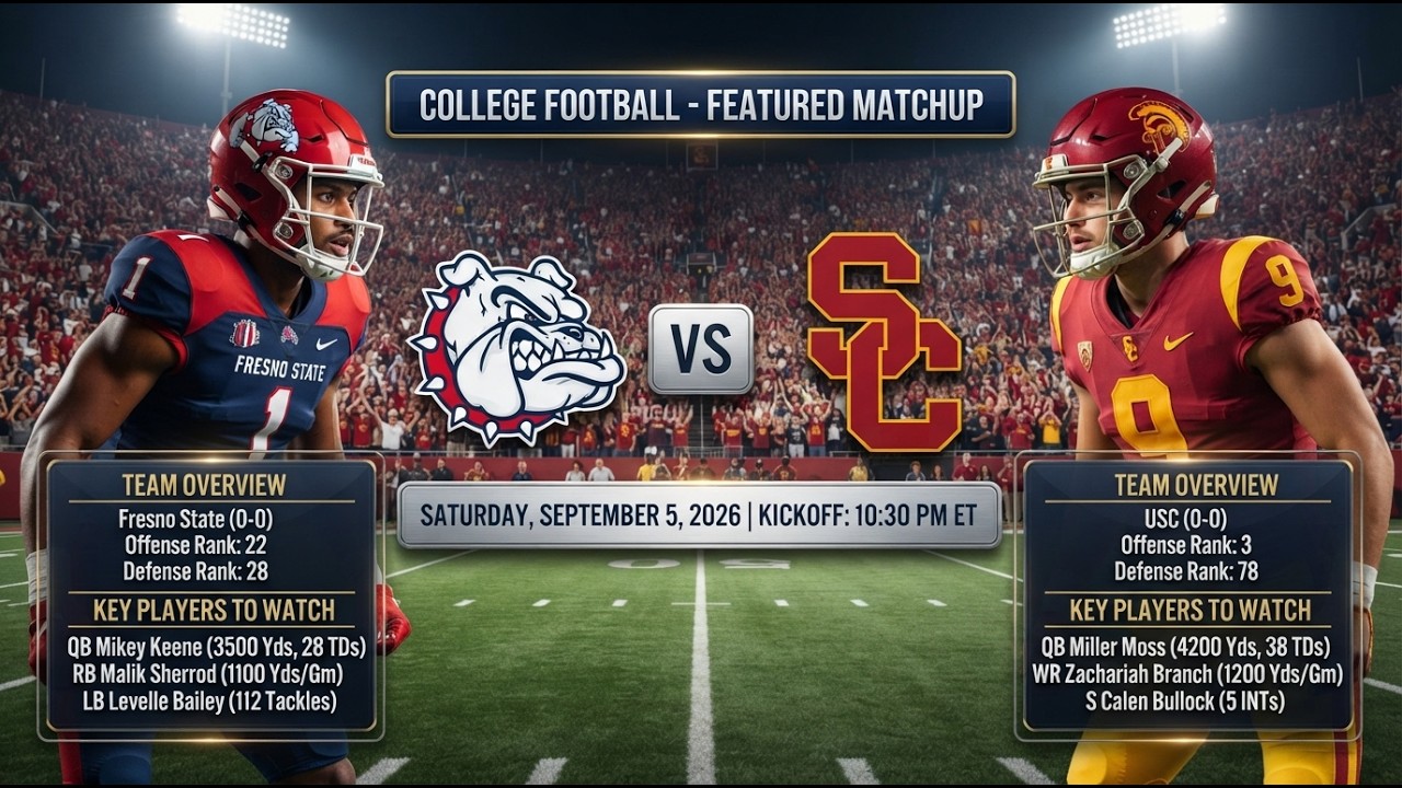 🔴 LIVE PREMIERE: Fresno State Bulldogs vs. USC Trojans | College Football NCAAF