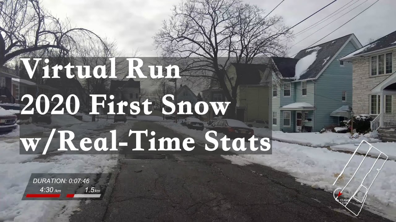 Run after snow | Virtual Run with real-time Garmin Stats: Duration, Route and pace. | 4K Ultra HD