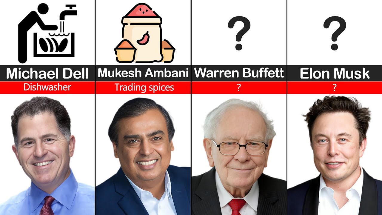 The World billionaires first job/From Elon Musk to Warren Buffett comparison