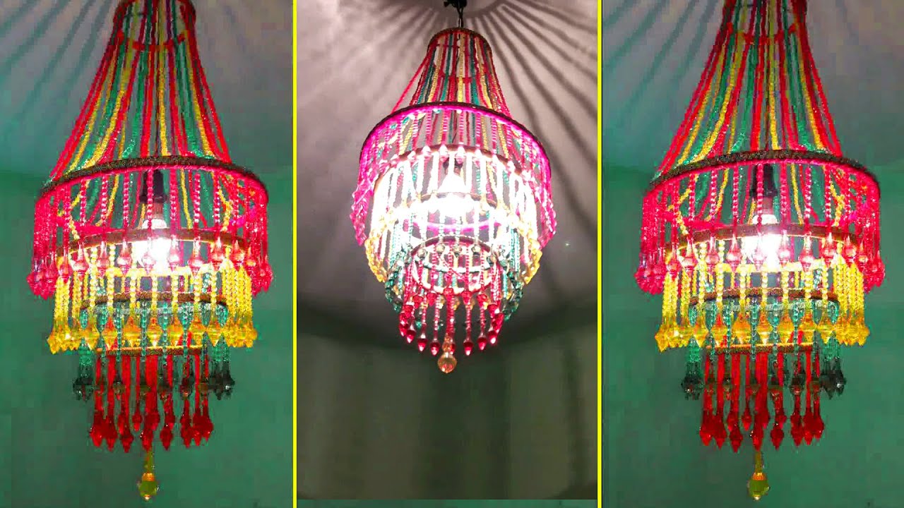 DIY Beautiful Crystal Bead Chandelier Tutorial: How to Make a Colorful Jhumar with Crystal Beads