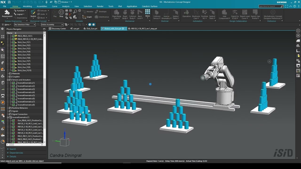Siemens NX MCD - Robotic Arm with Revolver Gun Simulation