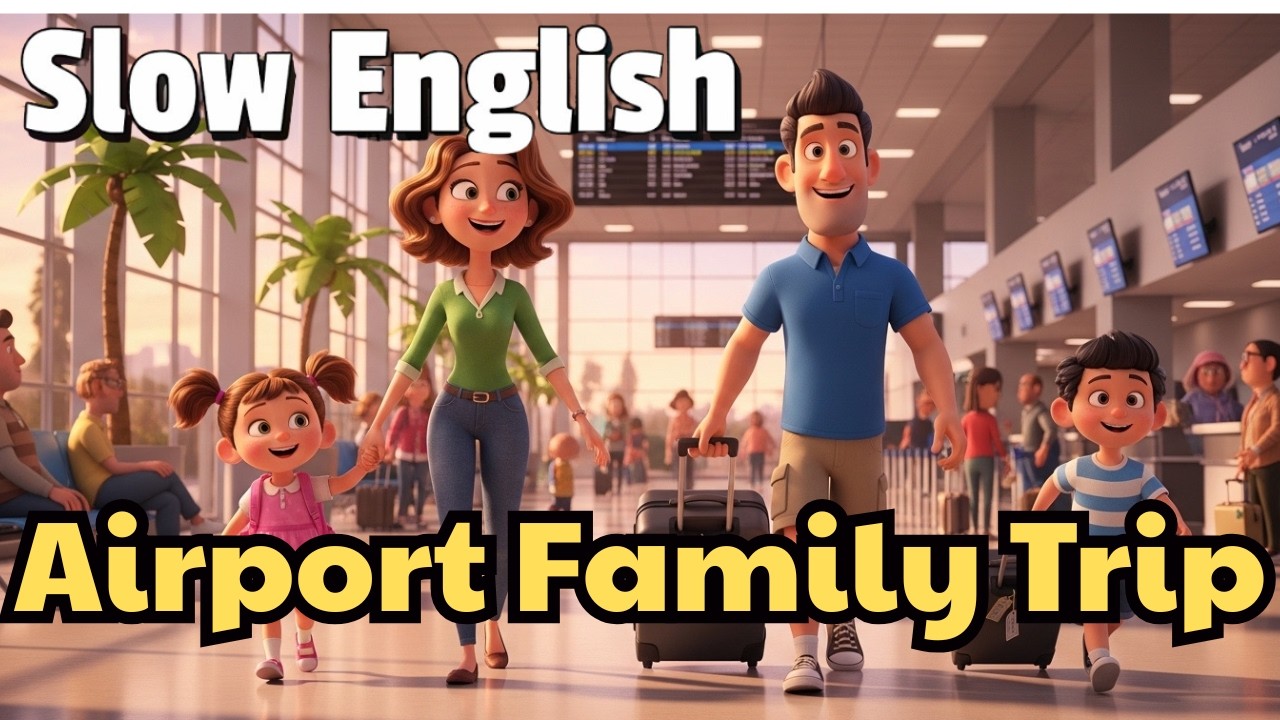 Learn English with a Family Airport Trip ✈️ Slow & Easy Listening (A2)