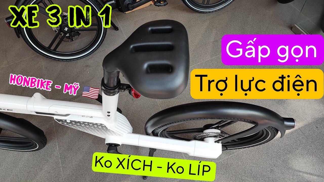 Xe đạp ĐA NĂNG: Gấp gọn + Trợ lực điện + Ko Xích Líp | Honbike Top 100 tại Mỹ
