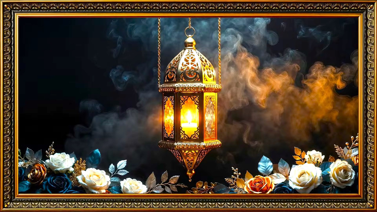 خلفيات رمضان للتلفزيون K | لوحة فنية فانوس ذهبي | أجواء رمضانية هادئة | Ramadán para TV 4K