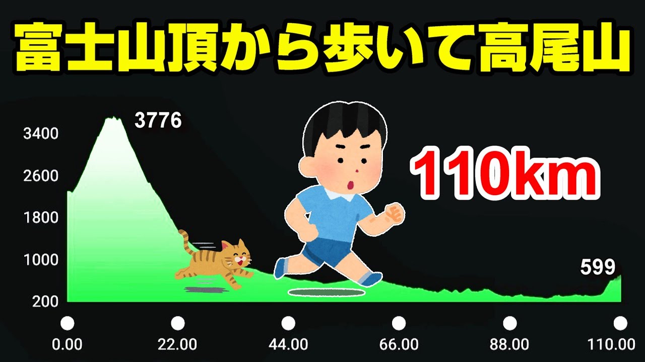富士山頂から歩いて高尾山 110km