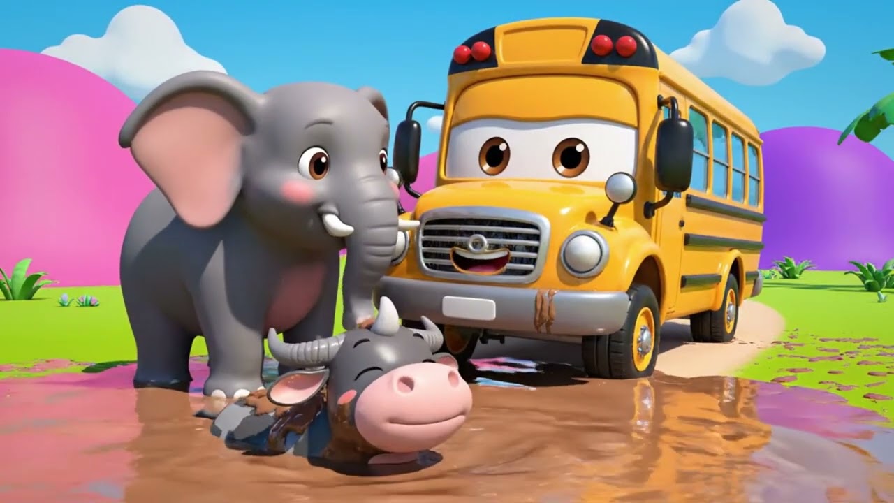 Wheels on the Bus Go Round in the Jungle 🐒🚍 | Fun Kids Rhyme