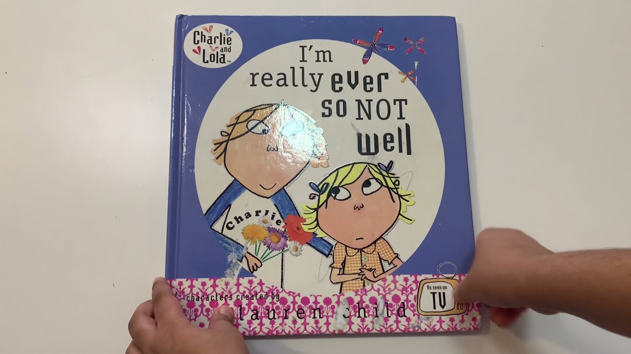 A kid reading Charlie and Lola I’m Really Ever So Not Well. Kids story.