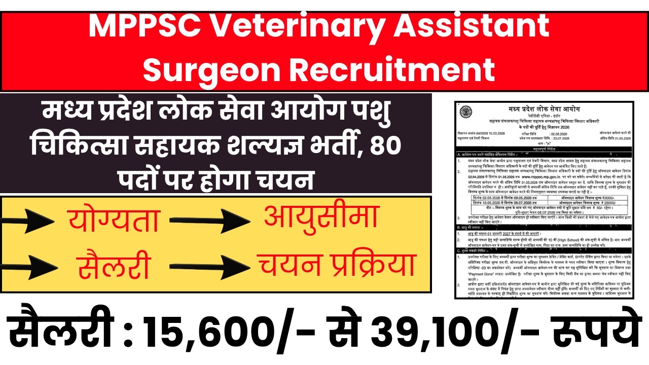 MPPSC Veterinary Assistant Surgeon Recruitment | Madhya Pradesh Public Service Commission Veterin...