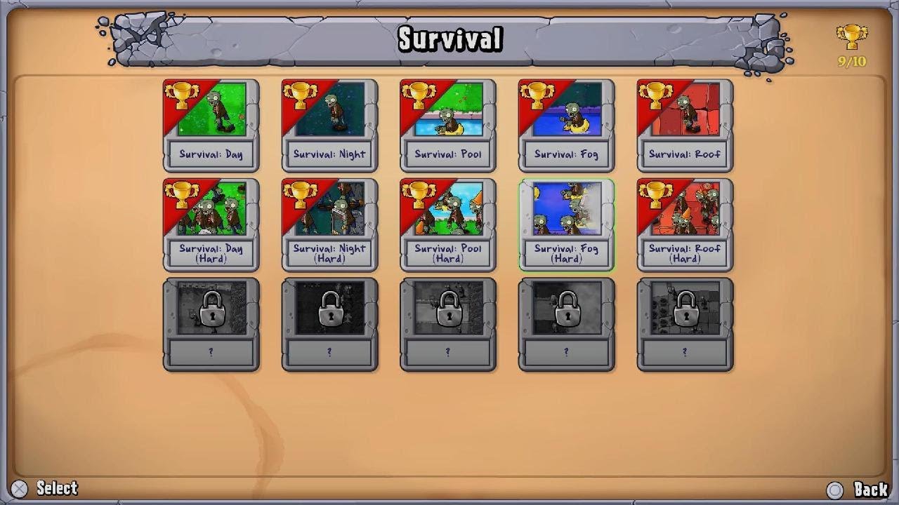 Plants vs. Zombies: Replanted Survival Fog Hard