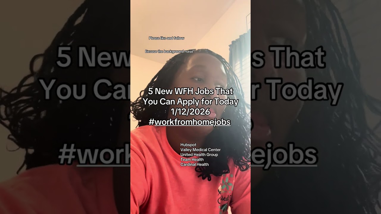 5 New WFH Jobs That You Can Apply for Today 1/12/2026 #remotejob #workfromhomejob 