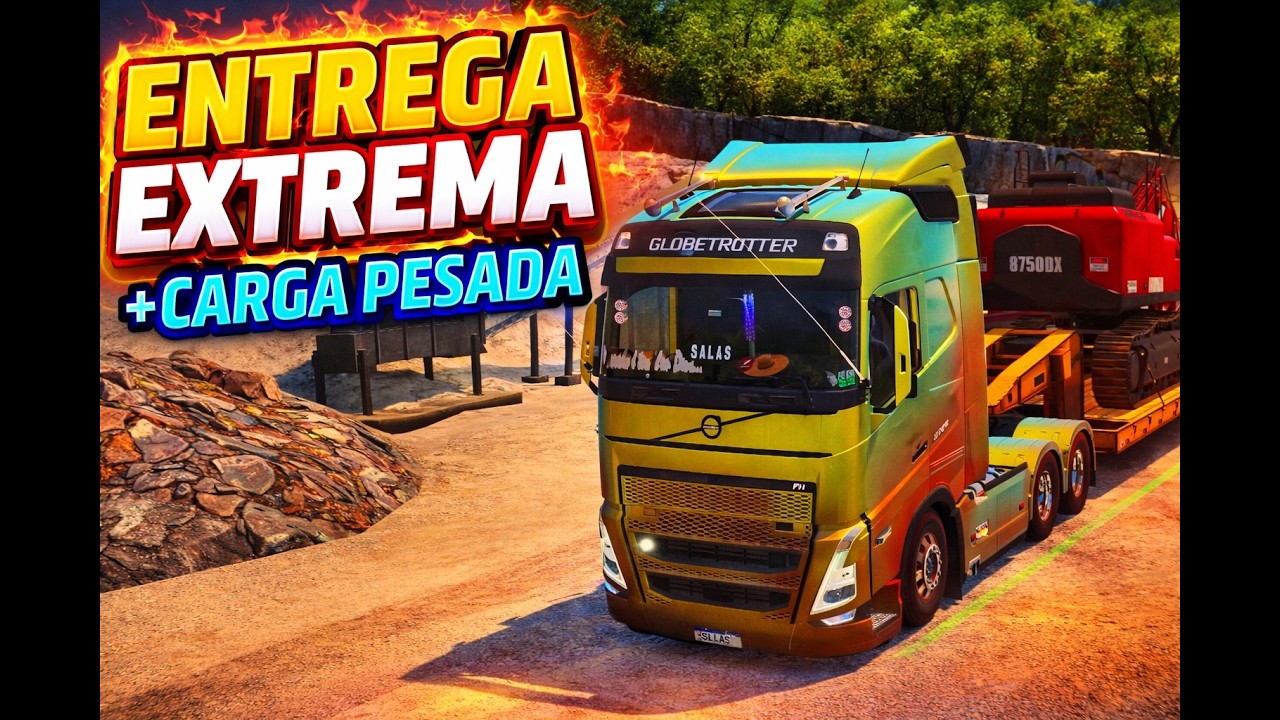 Volvo FH5 Transportando Excavadora en Zonas Remotas de Brasil