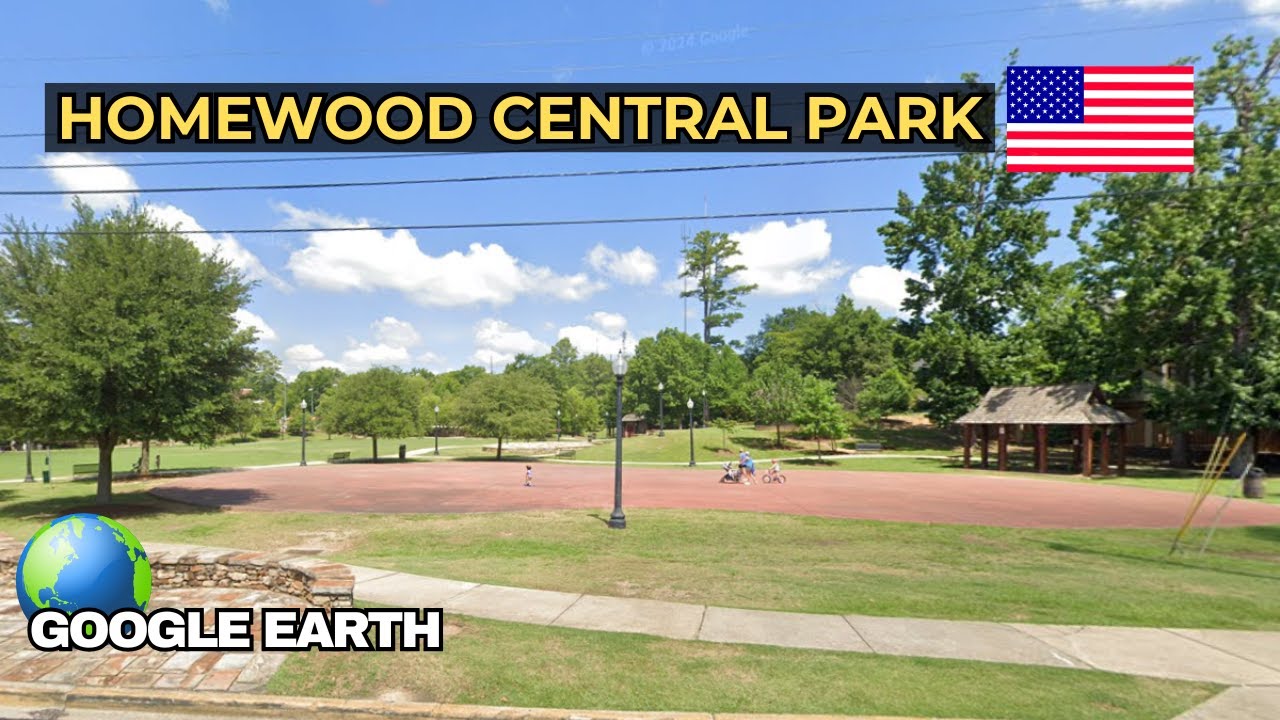 Google Earth View of Homewood Central Park in Homewood, AL, USA