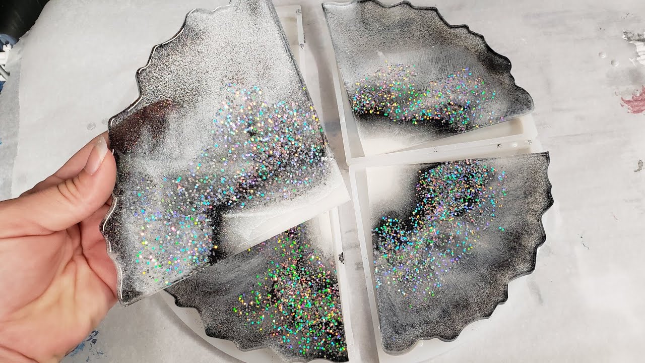 Easy DIY Resin and Glitter Geode Coasters