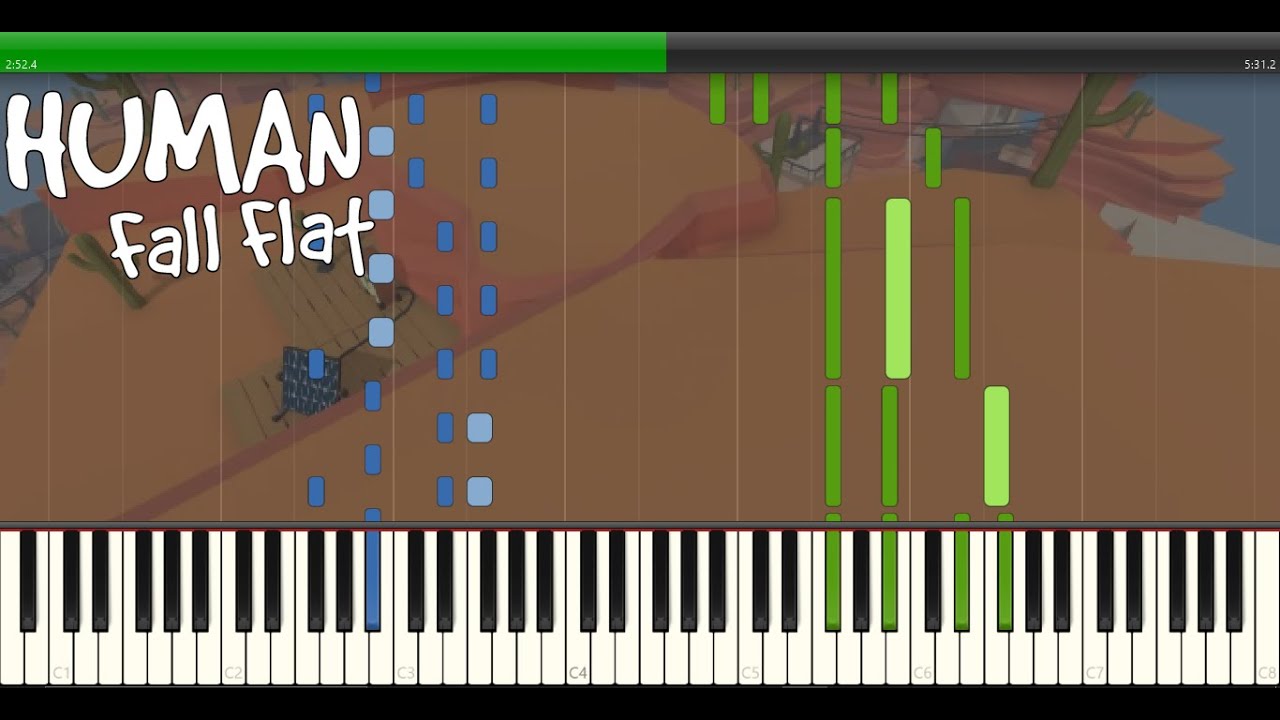 Red Rock Theme - Human Fall Flat Piano Tutorial (Medium/Hard)