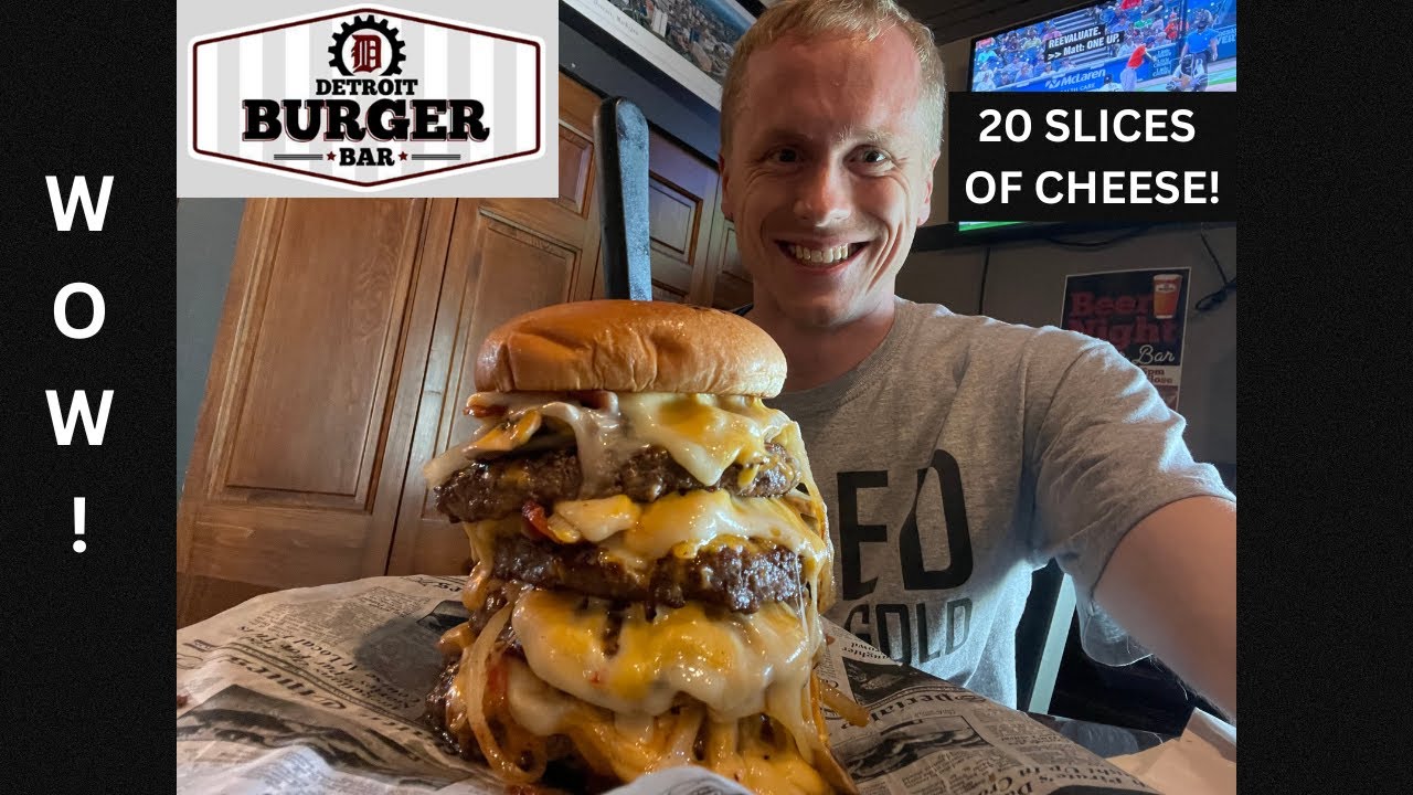 THIS GIANT MICHIGAN BURGER CHALLENGE HAS 20 SLICES OF CHEESE | MAN V FOOD