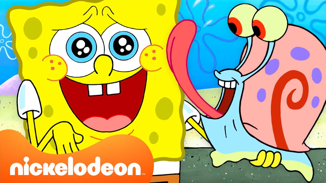 SpongeBob | SpongeBob fa da papà a una lumaca per 45 minuti 🐌 | Nickelodeon Italia