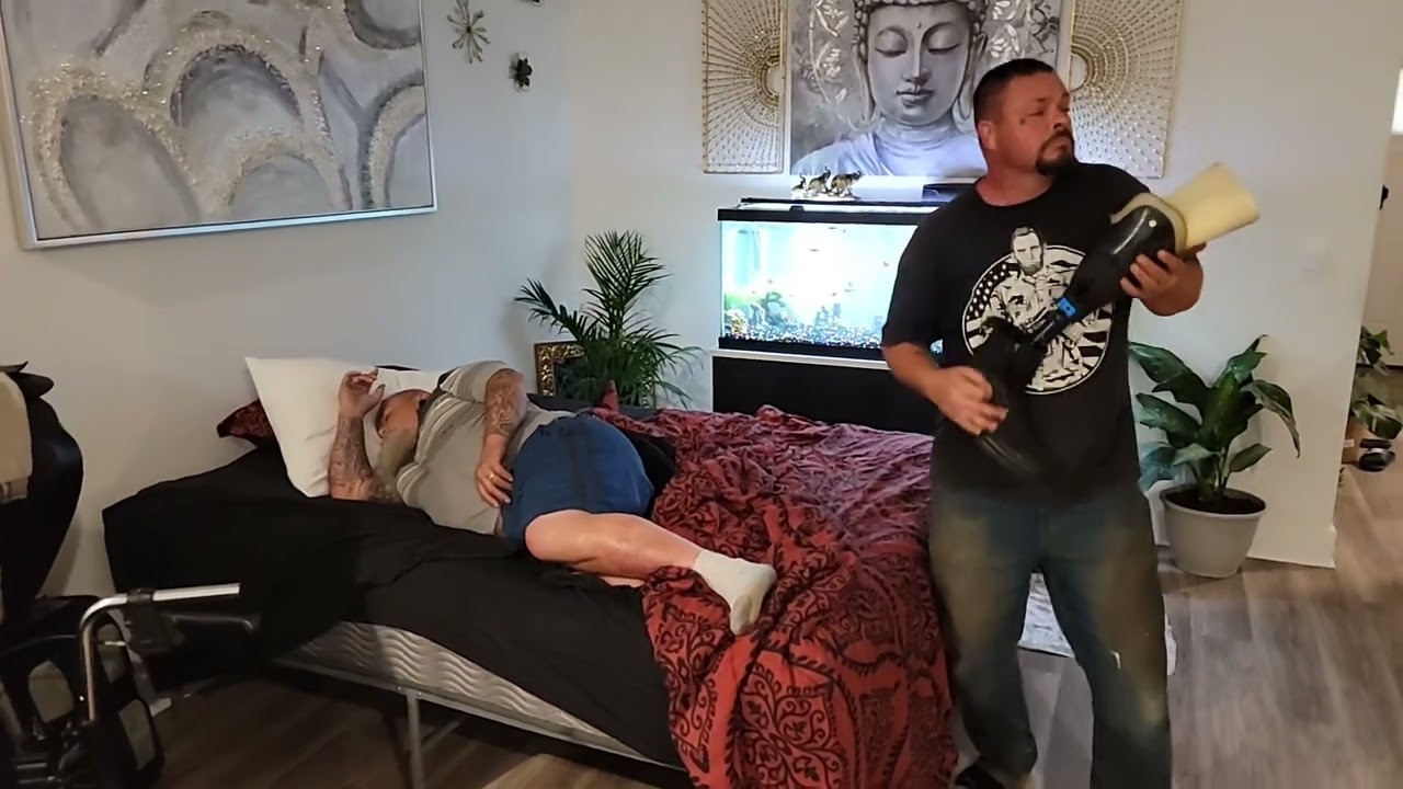 Stole his leg after he passed out #dance #prosthetics #legdancestep #funny