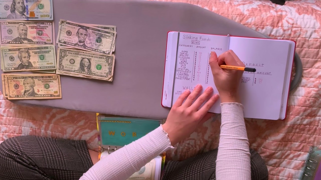 ASMR / cash envelope stuffing / march 2021 / whispering