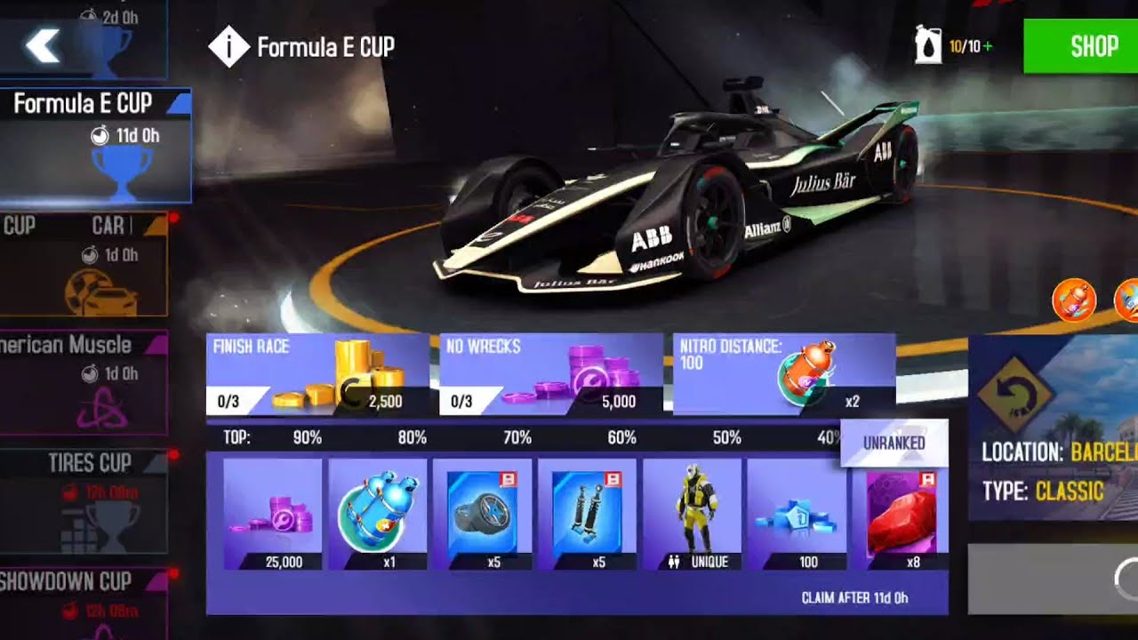 Asphalt 8 Formula E Cup 🌟 1:0:059 Barcelona Rev Formula E gen2 free try ⚡ #7EGOO Asphalt 8 Update 75