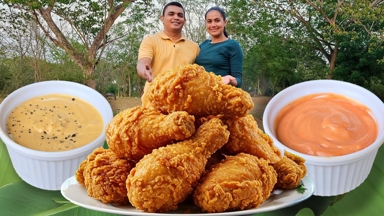 ✅Cómo hacer POLLO FRITO perfecto, salsa de MIEL y MOSTAZA y salsa ROSADA desde LA FINCA❤️