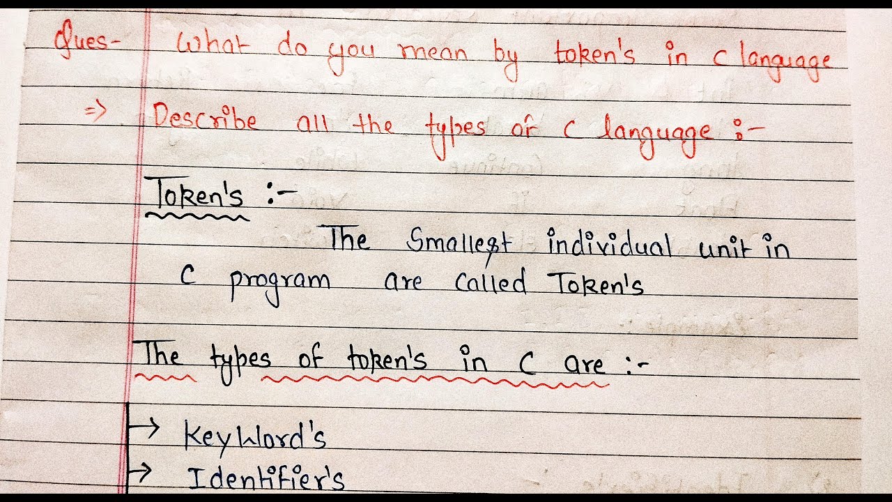 Tokens in C programming with Example | C Programming for Beginners🧑‍💻👩‍💻| Handwritten notes