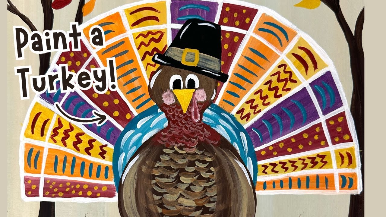 Easy Thanksgiving Turkey Painting for Beginners| Step by Step Acrylic Painting Tutorial