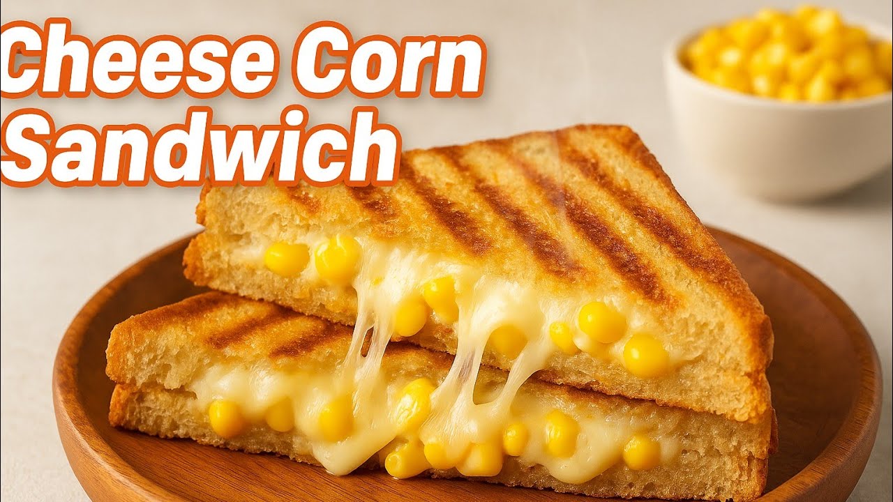 Veg Cheese Corn Sandwich Recipe | Super Cheesy Caf&eacute; Style Snack 🧀🌽