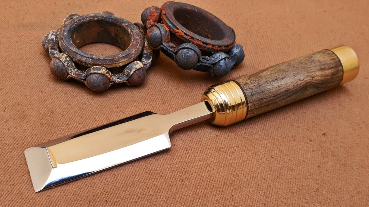 Woodworking tool-making a chisel from old bearing