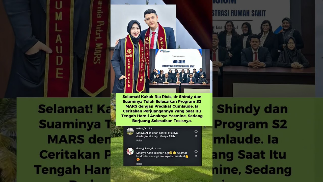Selamat. dr Shindy dan Suaminya Telah Selesaikan Program S2 MARS