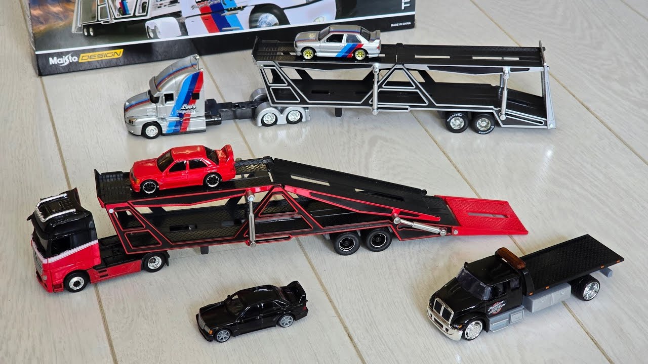 Good price Quality! Maisto Transporters. 1/64 scale. Mercedes Benz Actros and 190E.