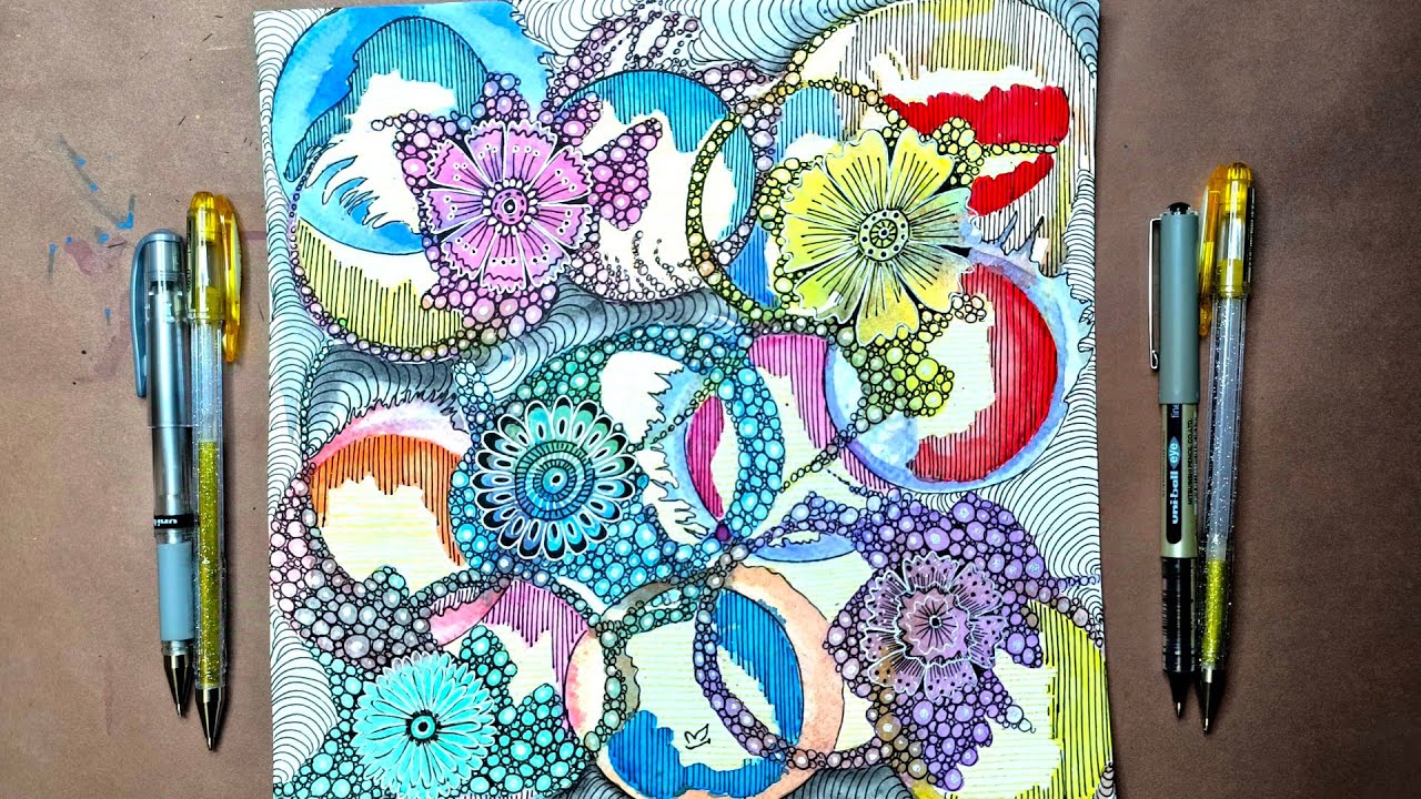 Zen Doodle Bubble Art || Incredible Bubbles with Beautiful Zentangle Flowers Inside!