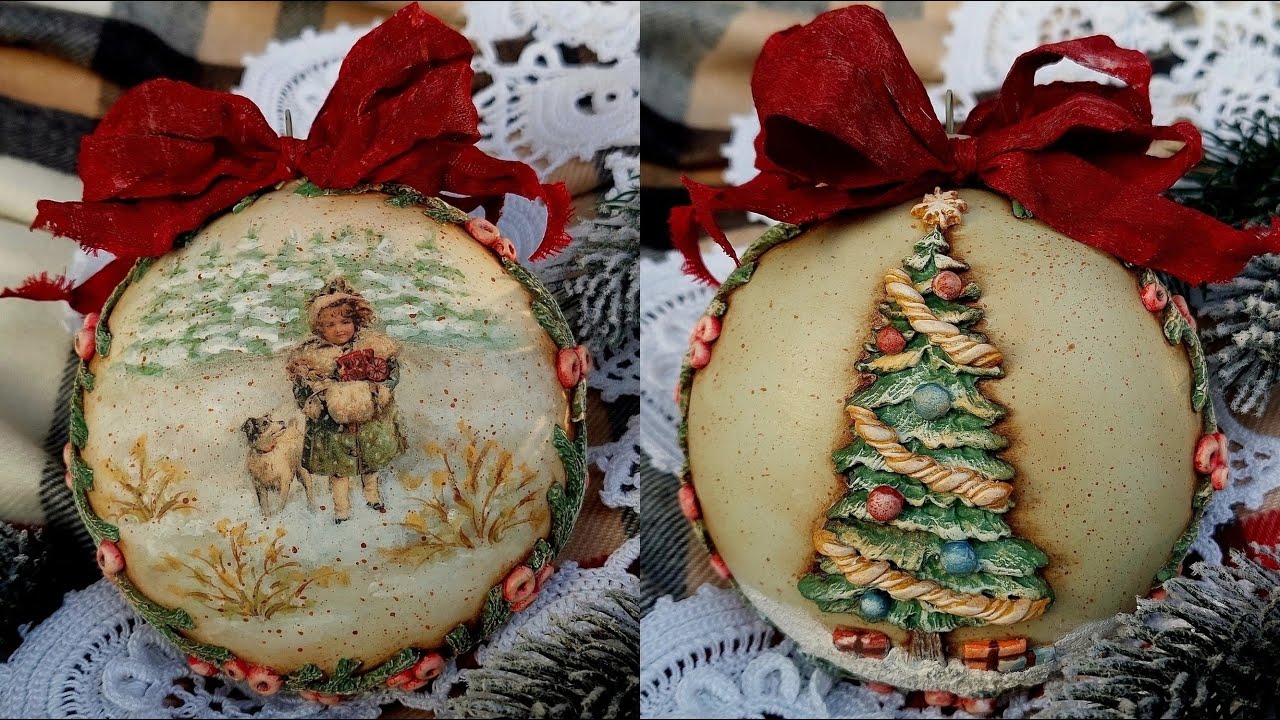 Vintage style bauble🎄bombka w stylu vintage🎄Inspiracja dla ZieloneKoty.pl #decoupage #tutorial #DIY
