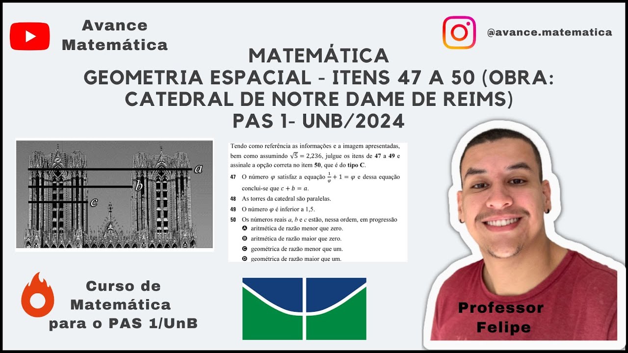 Itens 47 a 50 PAS 1/UnB 2024 (Equa&ccedil;&atilde;o quadr&aacute;tica e progress&otilde;es)
