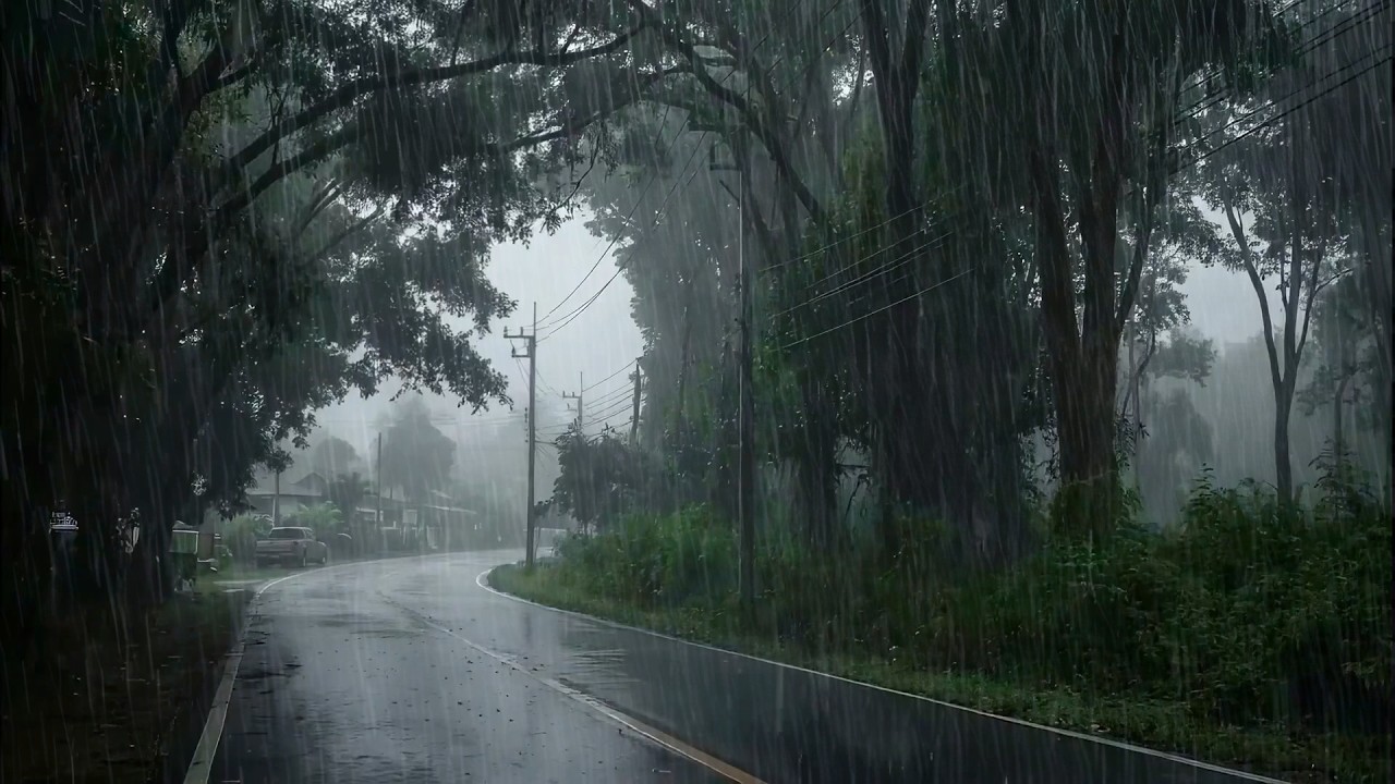 Midnight Rain Sounds – Calm Road Atmosphere for Sleeping