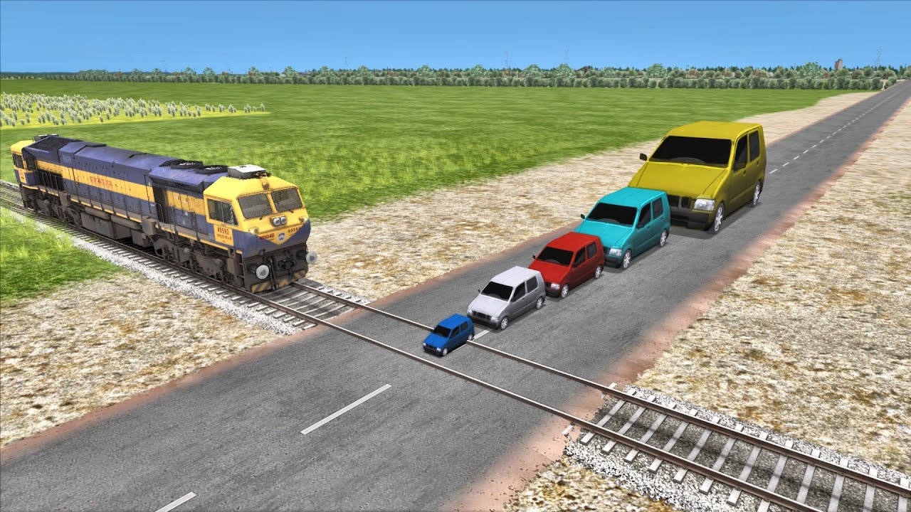 Big & Small Cars  vs Train | Train Simulator.Drive