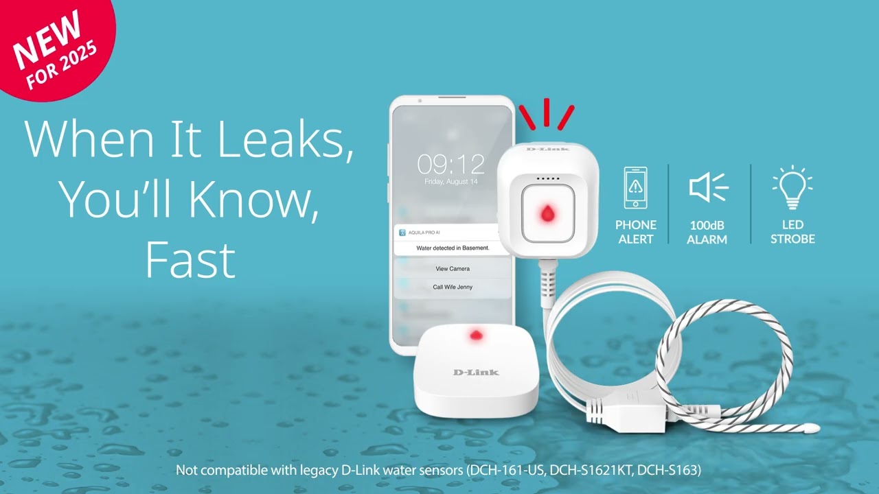 NEW FOR 2025 - Introducing the D-Link Smart Wi-Fi Water Leak Sensor Starter Kit (SW-A11KT)